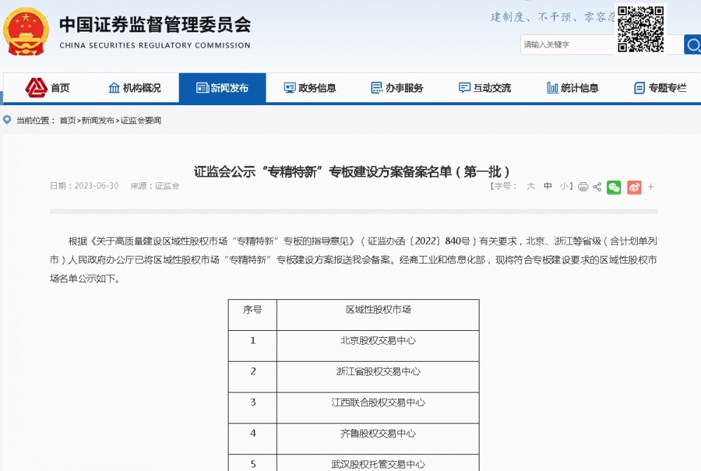 齐鲁股交入选“专精特新”专板建设方案备案名单（第一批）