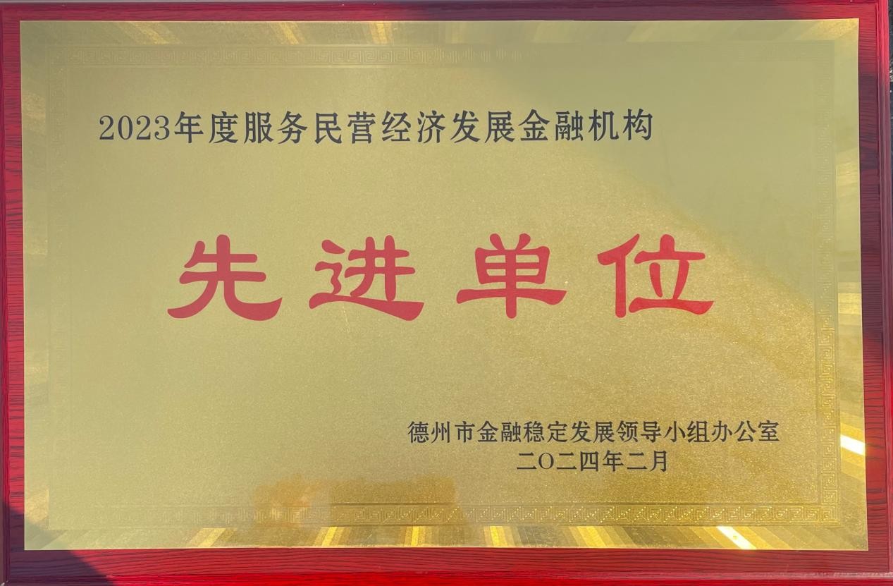 齐鲁股交荣获德州市2023年度服务民营经济发展金融机构先进单位称号